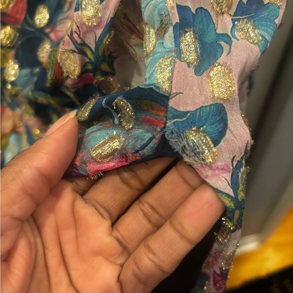 Dress the Population One-Shoulder Floral Satin Gown - Picture 3 of 5